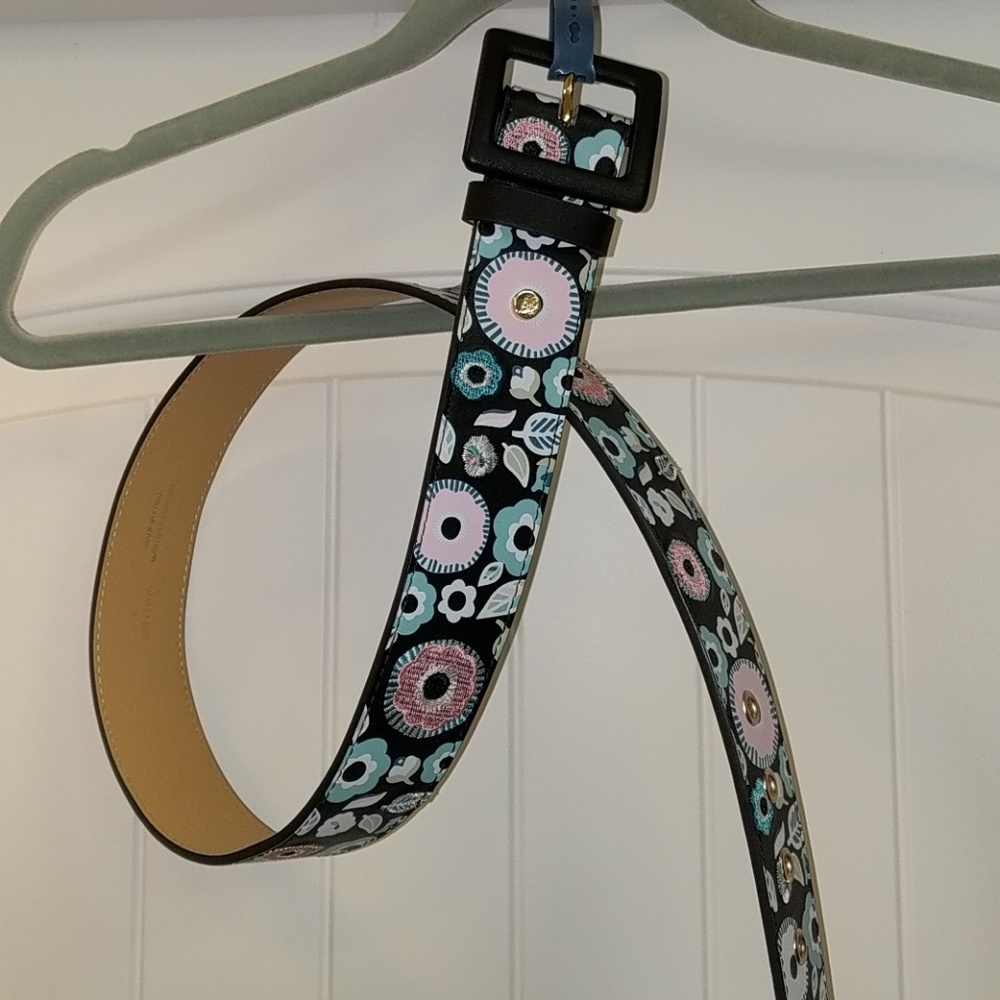 NWT Libby Edelman embroider black/blue/pink belt,L